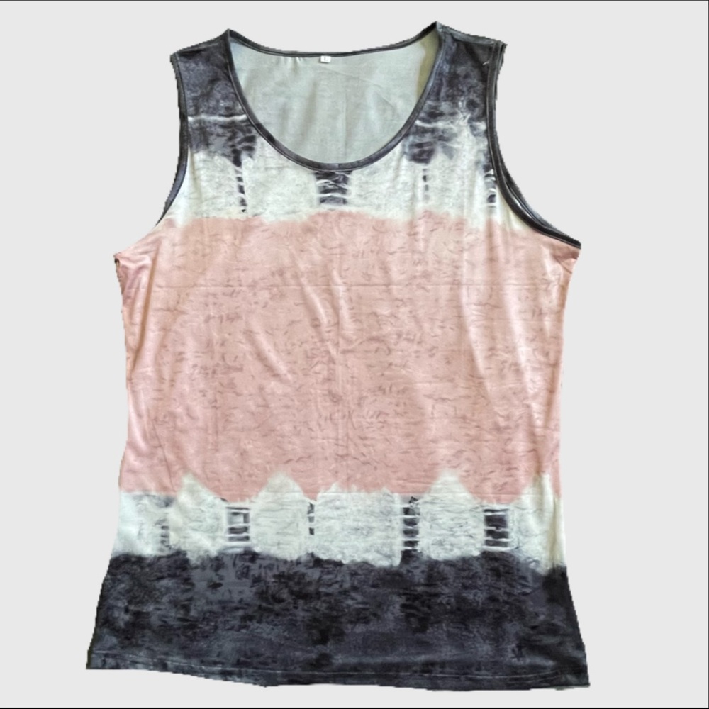 Grey, Pink and White, Size L, Tank top